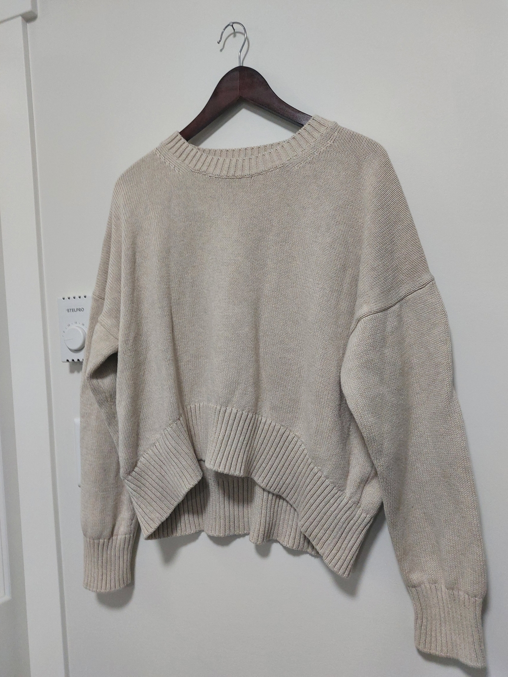 Quince Cream Crewneck Lightweight Knit Sweater 100% Organic Cotton